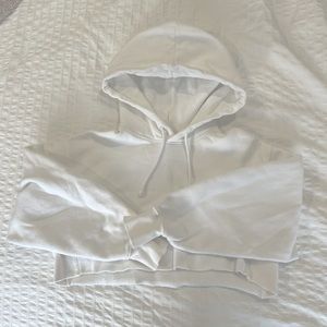 Aritzia TNA CozyAF Boyfriend Cropped Hoodie - White, Size 1